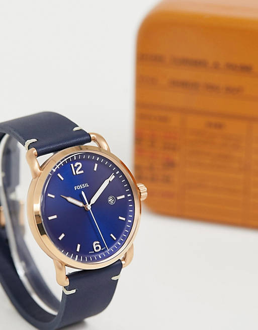 Fossil The Commuter Blue Dial Blue Leather Strap Watch for Men - FS5274 Buy Now By Fossil