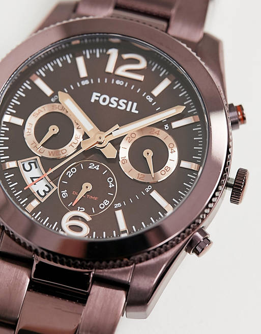 Fossil Perfect Boyfriend Multifunction Maroon Dial Maroon Steel Strap Watch for Women - ES4110 Buy Now By Fossil
