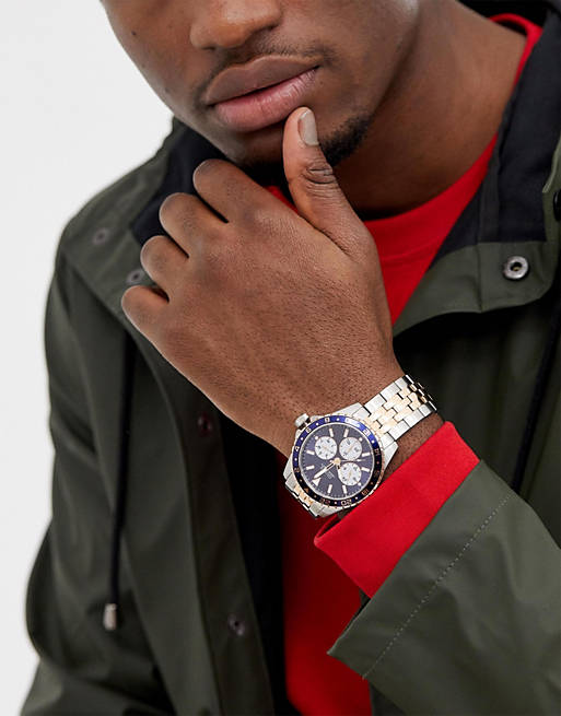 Guess Odyssey Blue Dial Two Tone Steel Strap Watch For Men - W1107G3 Buy Now By Guess