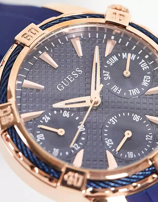 Guess Analog Quartz Blue Dial Blue Rubber Strap Watch For Women - W0562L3 Buy Now By Guess