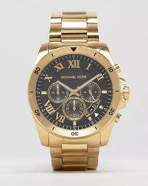 Michael Kors Brecken Chronograph Quartz Black Dial Gold Steel Strap Watch For Men - MK8481 Buy Now By Michael Kors