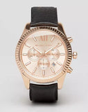 Michael Kors Lexington Chronograph Rose Gold Dial Black Leather Strap Watch For Men - MK8516 Buy Now By Michael Kors