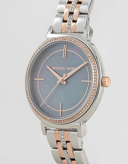 Michael Kors Cinthia Mother of Pearl Grey Dial Two Tone Steel Strap Watch for Women - MK3642 Buy Now By Michael Kors
