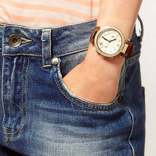 Michael Kors Parker Champagne Gold Dial Brown Leather Strap Watch for Women - MK2249 Buy Now By Michael Kors