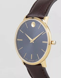 Movado Ultra Slim Blue Dial Brown Leather Strap Watch For Men - 0607088 Buy Now By Movado
