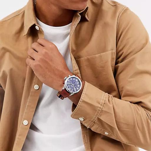 Tommy Hilfiger Trent Quartz Blue Dial Brown Leather Strap Watch for Men - 1791066 Buy Now By Tommy Hilfiger