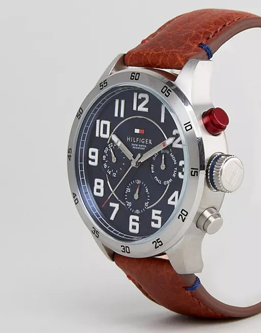 Tommy Hilfiger Trent Quartz Blue Dial Brown Leather Strap Watch for Men - 1791066 Buy Now By Tommy Hilfiger