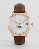 Tommy Hilfiger Oliver Chronograph White Dial Brown Leather Strap Watch for Men - 1791306 Buy Now By Tommy Hilfiger
