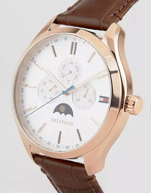 Tommy Hilfiger Oliver Chronograph White Dial Brown Leather Strap Watch for Men - 1791306 Buy Now By Tommy Hilfiger