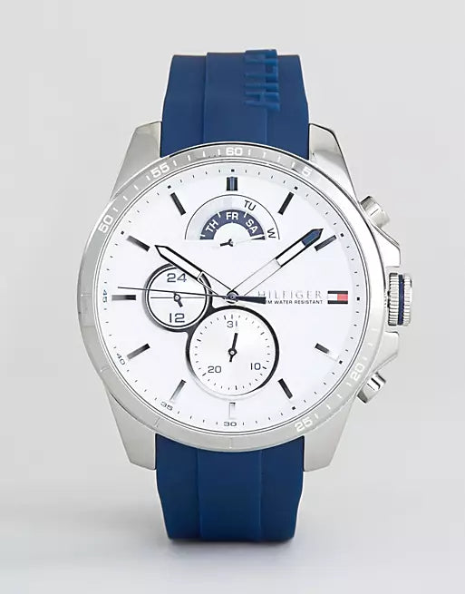 Tommy Hilfiger Decker Quartz White Dial Blue Rubber Strap Watch for Men - 1791349 Buy Now By Tommy Hilfiger