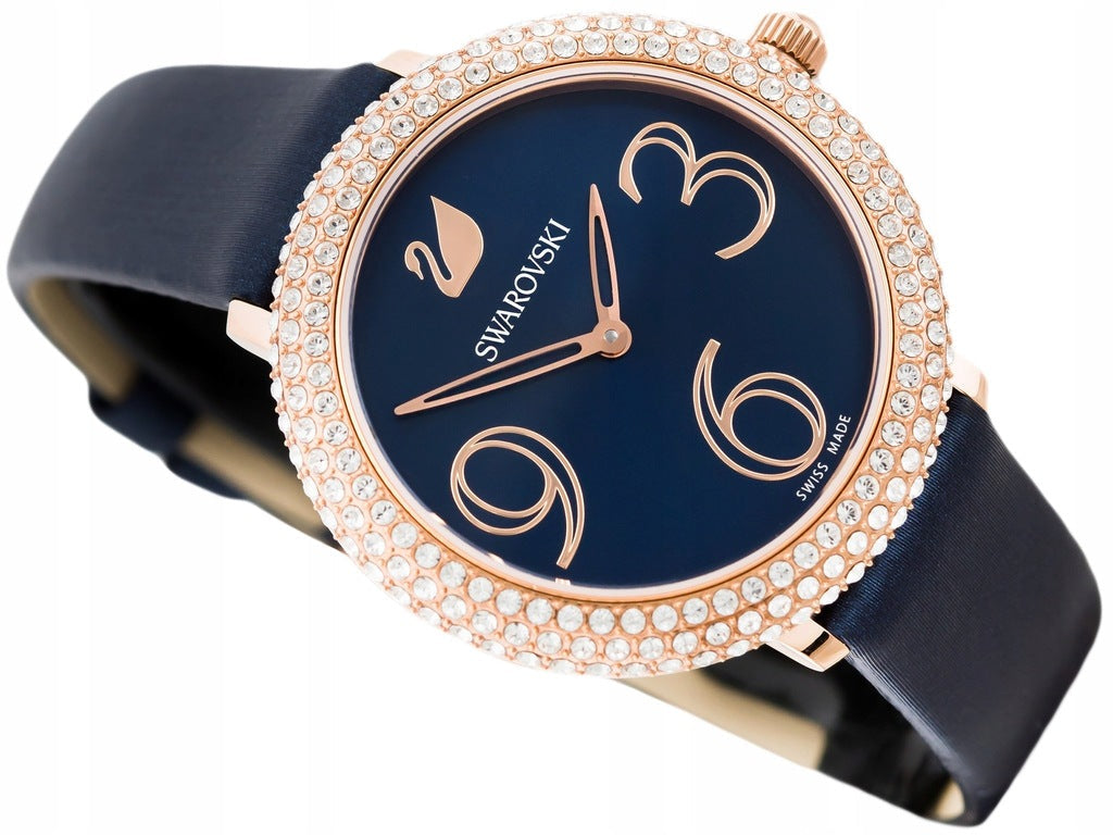 Swarovski Crystal Frost Blue Dial Blue Leather Strap Watch for Women - 5484061 Buy Now By Swarovski