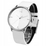 Calvin Klein Accent Silver Dial White Leather Strap Watch for Women - K2Y2Y1KW Buy Now By Calvin Klein