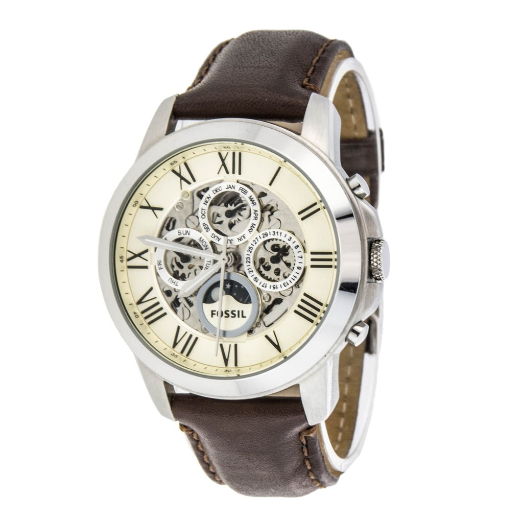 Fossil Grant Automatic White Dial Brown Leather Strap Watch for Men - ME3027 Buy Now By Fossil