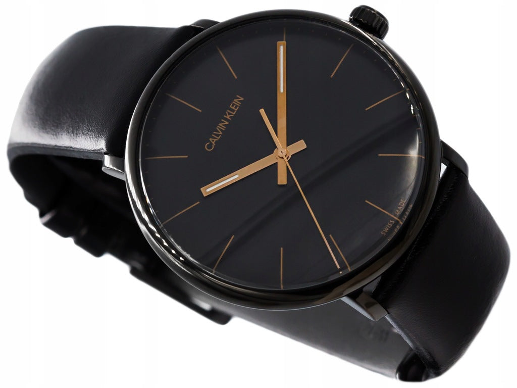 Calvin Klein High Noon Quartz Black Dial Black Leather Strap Watch for Men - K8M214CB Buy Now By Calvin Klein