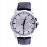Calvin Klein Infinity Silver Dial Black Leather Strap Watch for Men - K5S341C6 Buy Now By Calvin Klein