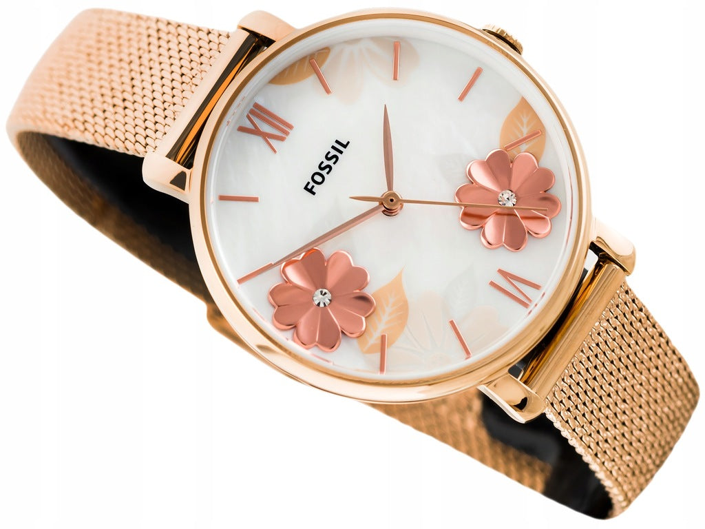 Fossil Jacqueline Three-Hand White Dial Rose Gold Mesh Bracelet Watch for Women - ES4534 Buy Now By Fossil