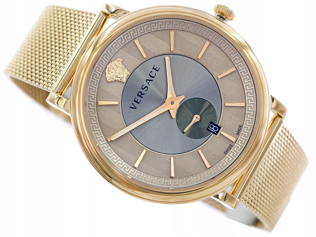 Versace V Circle Quartz Gold Dial Gold Mesh Bracelet Watch For Men - VBQ070017 Buy Now By Versace