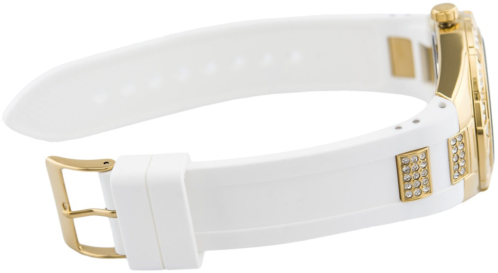 Guess Luna Diamonds White Dial White Rubber Strap Watch for Women - W0653L3 Buy Now By Guess