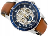Fossil Grant Sport Automatic Skeleton Blue Dial Brown Leather Strap Watch for Men - ME3140 Buy Now By Fossil