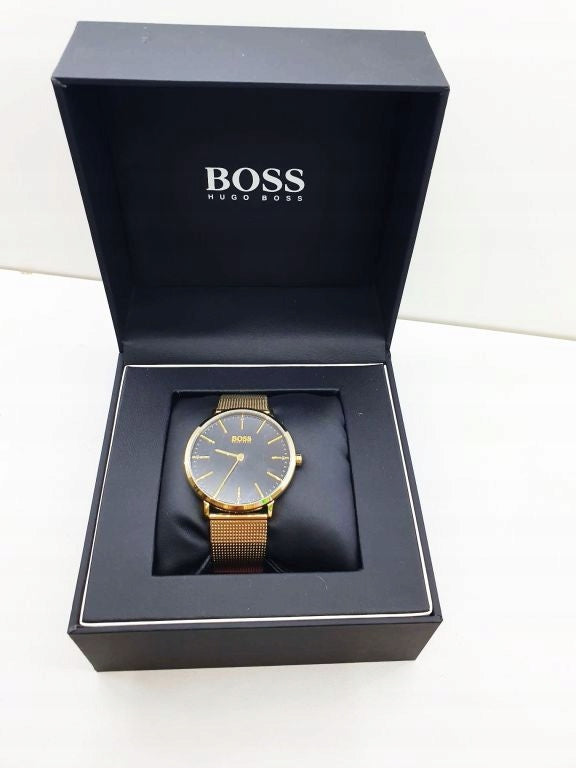 Hugo Boss Horizon Quartz Black Dial Gold Mesh Bracelet Watch For Men - HB1513735 Buy Now By Hugo Boss