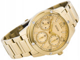 Guess Crystal Multifunction Gold Dial Gold Steel Strap Watch for Women - W0778L2 Buy Now By Guess