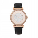 Michael Kors Catlin Rose Gold Crystal Dial Black Leather Strap Watch for Women - MK2376 Buy Now By Michael Kors