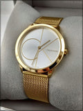 Calvin Klein Minimal White Dial Gold Mesh Bracelet Watch for Men - K3M21526 Buy Now By Calvin Klein