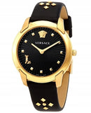 Versace Audrey Quartz Black Dial Black Leather Strap Watch for Women - VELR00319 Buy Now By Versace