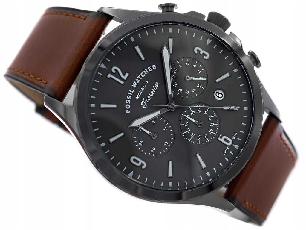 Fossil Forrester Chronograph Grey Dial Brown Leather Strap Watch for Men - FS5815 Buy Now By Fossil