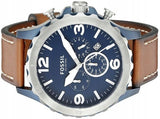 Fossil Nate Chronograph Navy Blue Dial Brown Leather Strap Watch for Men - JR1504 Buy Now By Fossil