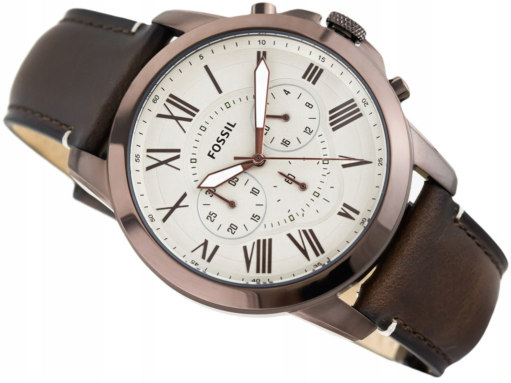 Fossil Grant Chronograph White Dial Brown Leather Strap Watch for Men - FS5344 Buy Now By Fossil