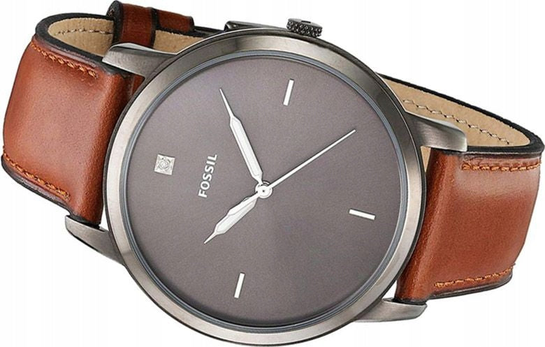 Fossil The Minimalist 3H Grey Dial Brown Leather Strap Watch for Men - FS5479 Buy Now By Fossil