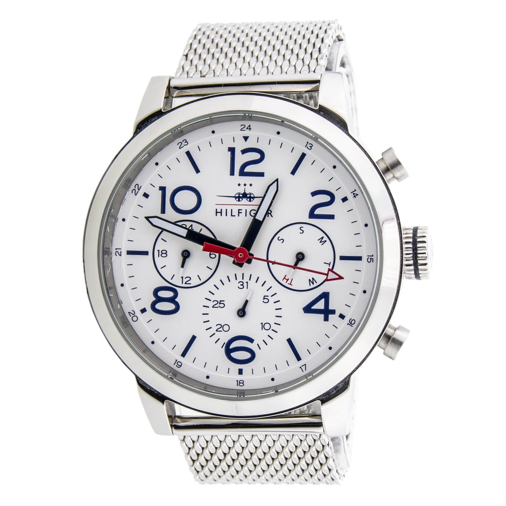 Tommy Hilfiger Jake Quartz White Dial Silver Mesh Bracelet Watch for Men - 1791233 Buy Now By Tommy Hilfiger