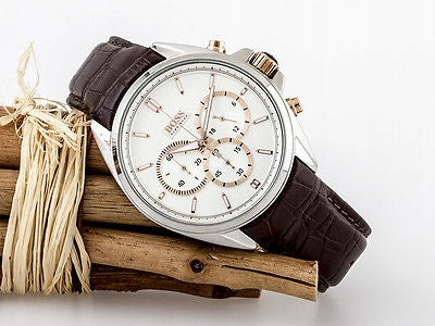 Hugo Boss Driver Quartz Silver Dial Brown Leather Strap Watch For Men - HB1512881 Buy Now By Hugo Boss