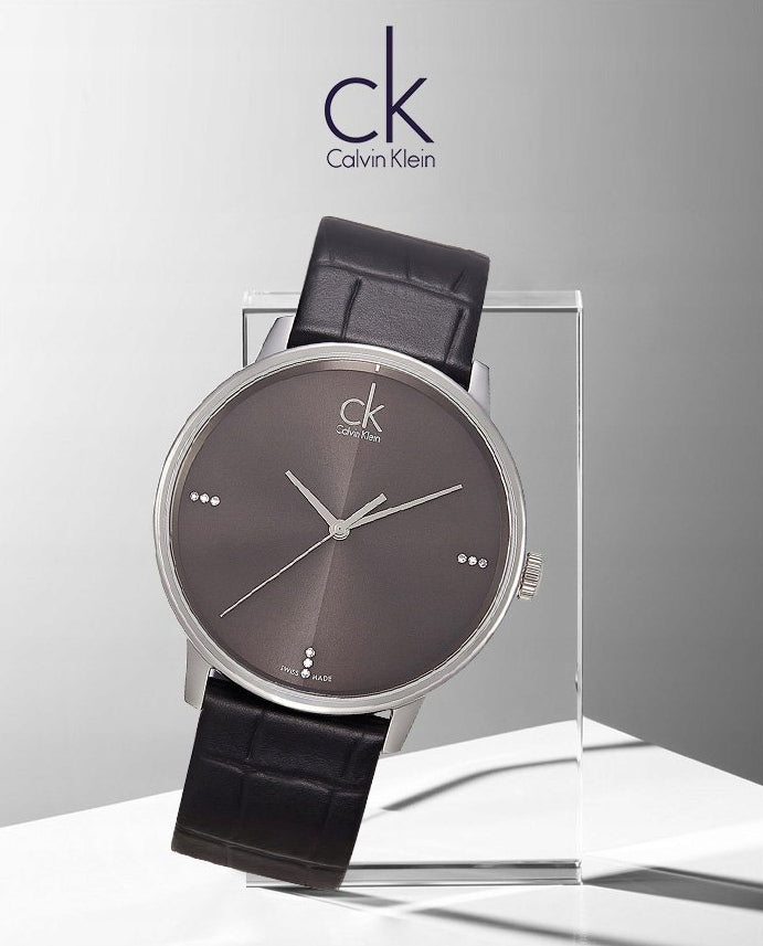 Calvin Klein Grey Dial Black Leather Strap Watch for Women - K2Y2Y1CU Buy Now By Calvin Klein