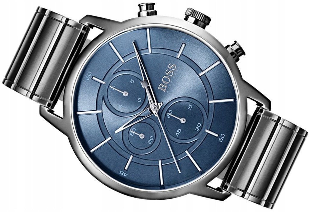 Hugo Boss Architectural Blue Dial Grey Steel Strap Watch for Men - 1513574 Buy Now By Hugo Boss