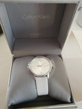 Calvin Klein Accent Silver Dial White Leather Strap Watch for Women - K2Y2Y1KW Buy Now By Calvin Klein