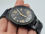 Fossil Cecile Multi Function Crystals Black Dial Black Steel Strap Watch for Women - AM4522 Buy Now By Fossil