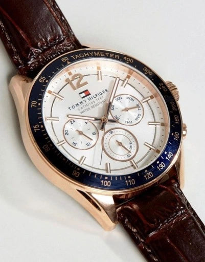 Tommy Hilfiger Luke Quartz White Dial Brown Leather Strap Watch for Men - 1791118 Buy Now By Tommy Hilfiger