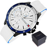 Tommy Hilfiger Bank Chronograph White Dial White Rubber Strap Watch for Men - 1791723 Buy Now By Tommy Hilfiger