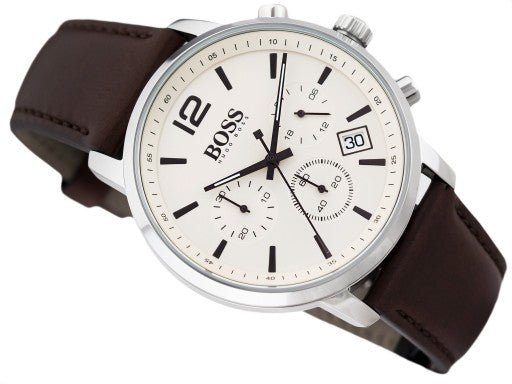 Hugo Boss Attitude White Dial Brown Leather Strap Watch for Men - 1513609 Buy Now By Hugo Boss
