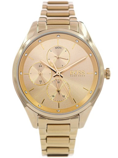 Hugo Boss Grand Course Gold Dial Gold Steel Strap Watch for Women - 1502584 Buy Now By Hugo Boss