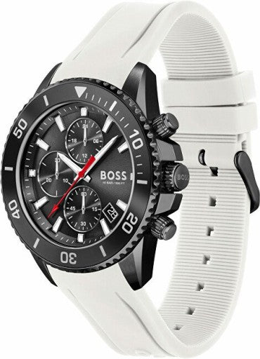 Hugo Boss Admiral Chronograph Black Dial White Rubber Strap Watch for Men - 1513966 Buy Now By Hugo Boss