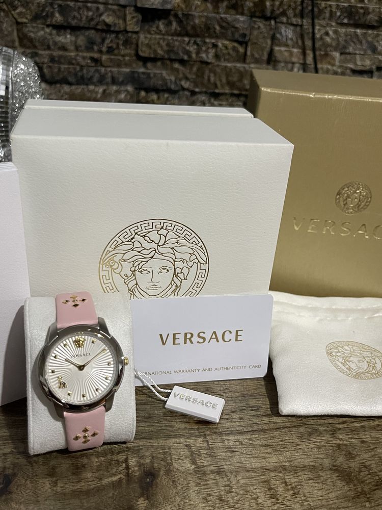 Versace Audrey Quartz White Dial Pink Leather Strap Watch for Women - VELR00119 Buy Now By Versace
