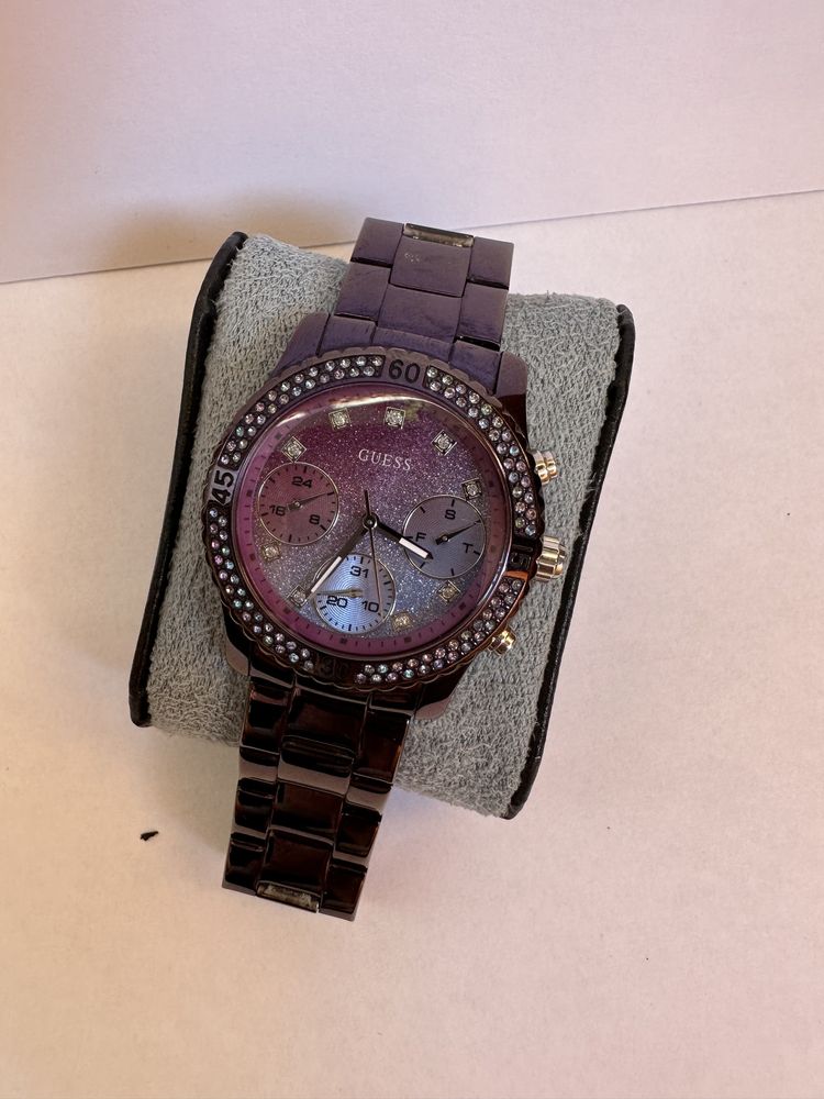 Guess Confetti Diamonds Purple Dial Purple Steel Strap Watch for Women - W0774L4 Buy Now By Guess