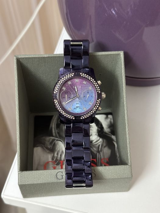 Guess Confetti Diamonds Purple Dial Purple Steel Strap Watch for Women - W0774L4 Buy Now By Guess