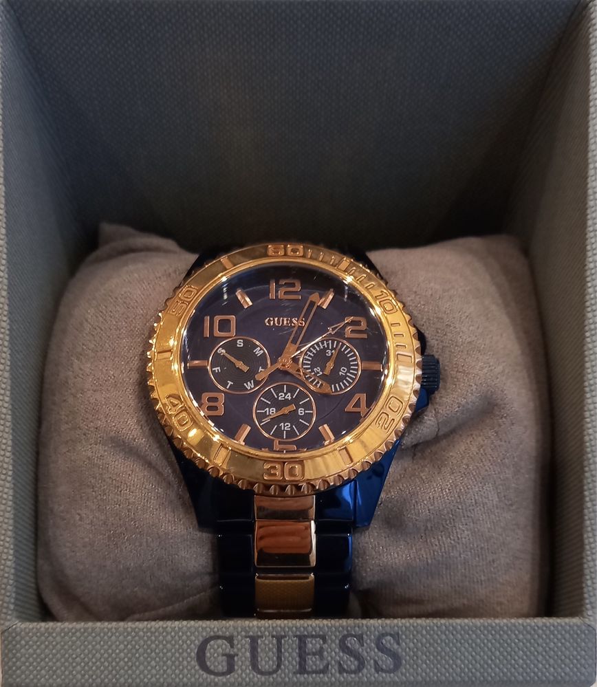 Guess BFF Multifunction Blue Dial Two Tone Steel Strap Watch for Women - W0231L6 Buy Now By Guess