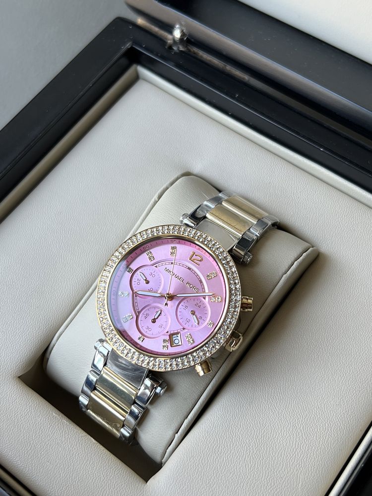 Michael Kors Parker Pink Dial Two Tone Steel Strap Watch for Women - MK6140 Buy Now By Michael Kors
