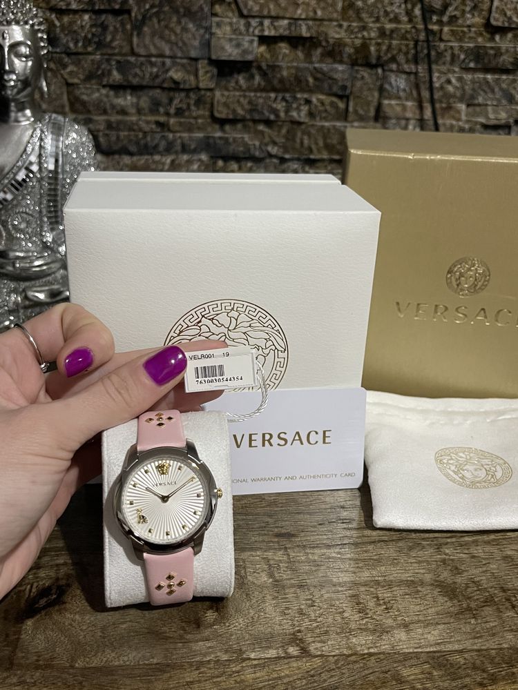 Versace Audrey Quartz White Dial Pink Leather Strap Watch for Women - VELR00119 Buy Now By Versace
