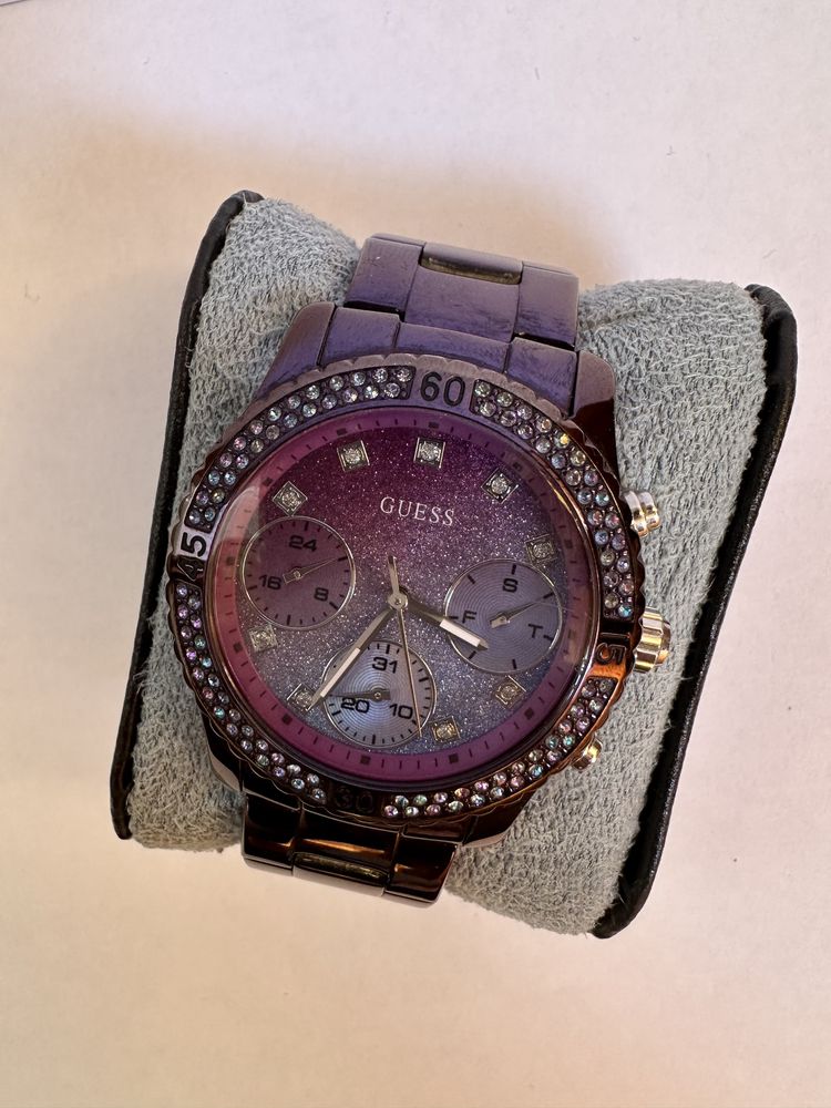 Guess Confetti Diamonds Purple Dial Purple Steel Strap Watch for Women - W0774L4 Buy Now By Guess